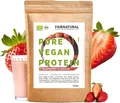 FAIRNATURAL Bio Veganes Proteinpulver Erdbeere [600G] - 5K Protein Pulver Laktosefrei & Vegan - Protein Powder - Pflanzliches Proteinpulver Regional aus DE - Proteinshake Vegan - Eiweißpulver