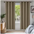 Deconovo Verdunkelungsvorhang Gardinen mit Ösen Blickdichte Vorhang Kälteschutz Schlafzimmer 2er Set, Blackout Curtain einfarbig Thermo Vorhang Verdunkelung Wärmeisolierend gelb 107 cm x 160 cm