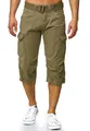 Indicode Herren Nicolas Check 3/4 Cargo-Shorts inkl. Gürtel | Herrenshorts aus Baumwolle Dired Herb, M