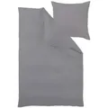 Curt Bauer Uni Mako-Satin Bettwäsche 155x220 cm + 80x80 cm | mattsilber - grau