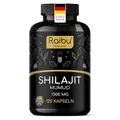 Shilajit Original - 1300 mg pro Tagesdosis: nur 2 Kapseln täglich - aus dem Himalaya (Mumijo) - 120 Shilajit Kapseln - laborgeprüft, vegan, ohne Zusätze - Raibu