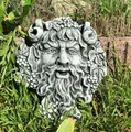 Frostfestes Wandrelief Waldgeist mit Bart Gartenfigur Steinguss Stein