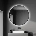 TALOS black oros Spiegel rund Ø 100 cm – runder Wandspiegel in matt schwarz – Badspiegel rund mit hochwertigen Aluminiumrahmen – Badezimmerspiegel mit indirekter LED-Beleuchtung