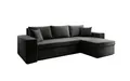 Luxusbetten24 Designer Sofa Denver mit Stauraum und Schlaffunktion | Bezug: Samt | Farbe: Schwarz | Stellvariante: Rechts