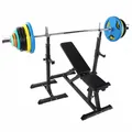 GORILLA SPORTS® Hantelbank - mit Gewichten, Ablage, Hantelset 150 kg, Olympia Langhantelstange 50mm, Gummi Hantelscheiben, Verstellbar - Trainingsbank, Flachbank, Schrägbank, Drückerbank, Fitnessbank