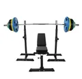 GORILLA SPORTS Hantel-Set Hantelbank mit Olympia Langhantel Set Gummi Gripper 150 kg