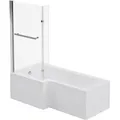 HOME DELUXE - Badewanne mit Duschwanne - ELARA rechts - inkl. komplettem Zubehör und Duschabtrennung I Duschwanne, Badewanne mit Dusche - Weiß