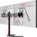 Duronic DM25D2 Monitor-Halterung 2 Monitore für 13-27 Zoll Flach & Curved Bildschirm-Halterung 8kg, Monitor Tischhalterung Höhenverstellbar Neigbar Schwenkbar Drehbar, Vesa Halterung, Monitor-Arm