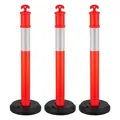 VEVOR Verkehrsleitpfosten Leitpfosten 3 Stk. (114 cm) mit befüllbarem Sockel & Reflektorstreifen, Warnpfosten für Baustellen, Parkplätze, Absperrpf