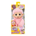 Little Live Pets Baby Monkey Minis – interaktiver Plüschaffe Luna Lemon mit über 20 realistischen Geräuschen & Reaktionen, 18,8 cm, weiches rosa Fell und griffige Hände & Füße, sammle alle 3