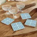 queence Getränkeuntersetzer Blau Weiß Mosaik Fliesen Steine, Set, 4-tlg., Mosaik Set Topfuntersetzer Naturstein Untersetzer 10x10x1cm
