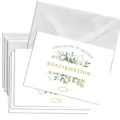 Briefzauber 12x Einladungskarten mit 12x Umschlägen | Kommunion, Konfirmation, Firmung, Taufe, Hochzeit, Jugendweihe | Din A6 Set mit Einfüllhilfen | Verschiedene Motive (Konfirmation - Blumig)
