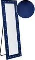 BELIANI Standspiegel Marineblau Samt 50 x 150 cm Rechteckig mit Strasssteinen Samtrahmen Glamourös Ganzkörperspiegel für Wohnzimmer Schlafzimmer Flur