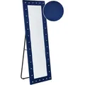 Beliani - Standspiegel Marineblau Samt 50 X 150 Cm Rechteckig Mit Strasssteinen Samtrahmen Glamourös Ganzkörperspiegel Für Wohnzimmer Schlafzimmer Flur