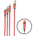 SHVP BS14-50070 - Ladekabel 3 in 1 für 8-Pin / Micro / USB C, rot, 1,2 m