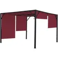 Pergola Baia, Garten Pavillon Terrassenüberdachung, stabiles 6cm-Stahl-Gestell + Schiebedach bordeaux-rot ~ 4x4m