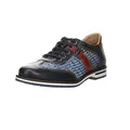Galizio Torresi Herren Businessschuhe Halbschuh Leder-/Textilkombination Schnürhalbschuhe Büro Elegant Gemustert Halbschuh Herrensneaker blau/Cognac
