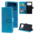 CoverKingz Handy Cover kompatibel mit Xiaomi Mi 11 Ultra - Handyschutz mit Kartenfach Klapphülle - Bookcase Hülle aufklappbar Motiv Mandala Blau