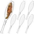 Relaxdays Fischbräter 6er Set, Edelstahl, mit Griff, 54 cm lang, Fischhalter zum Grillen, Grillguthalter Fisch, silber