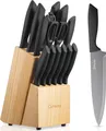 D.Perlla 15-teiliges Messerblock Set Schwarz mit Antihaftbeschichtung