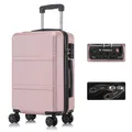 Premium Reisekoffer TSA-Schloss,YKK-Reißverschluss Hartschalen-Koffer Trolley Kabinenkoffer Rollkoffer Suitcase Handgepäck 4 Rollen (Roségold, M)