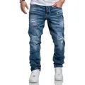 Amaci&Sons Straight-Jeans KANSAS Regular Fit Destroyed Jeans blau W34/L32