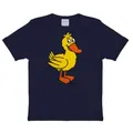 Logoshirt® Die Sendung mit der Maus I Ente I T-Shirt Print I Kinder I Mädchen & Jungen I kurzärmlig I dunkelblau I Lizenziertes Originaldesign I Größe 140/152