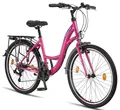 Licorne Bike Stella Premium City Bike in 24,26 und 28 Zoll - Fahrrad für Mädchen, Jungen, Herren und Damen - 21 Gang-Schaltung - Hollandfahrrad Citybike (Rosa, 26.00)