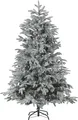 BELIANI Weihnachtsbaum 210 cm Weiß Schneebedeckt mit Kunstschnee und Ständer Weihnachtszeit/ Weihnachten/ Wohnzimmer Modern