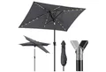 Sekey Sonnenschirm 210 x 140 cm Aluminum Sonnenschirm mit LED-Solar-Beleuchtung, LxB: 210,00x140 cm, UV50+ Sonnenschutz, kippbarer rechteckiger Gartenschirm mit Kurbel
