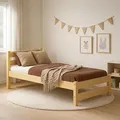 MEBLE WRÓBEL Kinderbett 90x180 cm mit Lattenrost - Einzelbett aus Kiefer Massivholz - Kinder Bett Montessori – Jugendbett – Tagesbett ohne Mat...