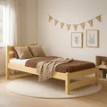 MEBLE WRÓBEL Kinderbett 90x180 cm mit Lattenrost - Einzelbett aus Kiefer Massivholz - Kinder Bett Montessori – Jugendbett – Tagesbett ohne Matratze