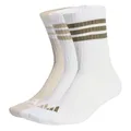 adidas Unisex 3STRIPES CUSHIONED SPORTSWEAR CREW SOCKS 3 PAIR PACK, white/wonder alumina/olive strata, 48-51