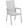 Kettler Rasmus Teak Stapelsessel hoch Aluminium/Outdoorgewebe - Silber