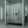 Mai & Mai Duschabtrennung Nischentür Schwarz 100x195cm Nischenschiebetür 6mm ESG-Sicherheitsglas inkl. Soft-Close Teramo12K