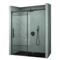 Mai & Mai Dusch-Schiebetür Nischentür Dusche Duschtür Duschabtrennung H:195cm ESG Nano, 100x195 cm, Schwarz