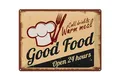 Blechschild Retro 40x30cm Cold drinks and warm meal Metall Deko Schild tin sign