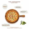 Servierbrett mit Griff "The Pizzamood" Ø 32 cm Länge 44 cm Pizzabrett Olivenholz