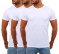 Young&Rich Herren Uni Basic T-Shirt mit Rundhals Ausschnitt einfarbig Round Neck Tee Stretch körperbetonte Dehnbare Passform, Grösse:S, Farbe:Weiß - 3 Stück