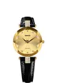 JOWISSA Gold/Schwarz Facet Strass Schweizer Damenuhr J5.615.M