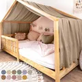 lilimaus Hausbett Himmel mit Gold Applikation [in 12 Farben] Betthimmel Hausbett aus 100% Baumwolle Musselin - Stoffhimmel für Hausbett Deko Mädchen & Jungen - Himmel für Hausbett Kinderbett Vorhang