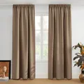 PONY DANCE Gardinen mit Kräuselband für Schiene 2er Set Extra Breite Vorhänge Blickdicht H 228 x B 228 cm Thermogardine gegen Hitze Verdunklungsvorhänge Kinderzimmer, Cappuccino