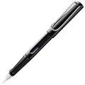 Lamy safari black Füller - Füllhalter mit ergonomischem Griff & polierter Linkshänder-Stahlfeder (LH) in Strichbreite M - robuster ASA-Kunststoff - inkl. Tintenpatrone T 10 blau