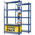 Karat Schwerlastregal Lakota, 2er Set Metallregal mit 5 Böden, 875 kg Traglast, Steckregal für Keller, Garage & Werkstatt – Blau 200x120x60 cm - Blau