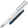 LAMY Tintenroller Safari ROLL INK Weiß mit Füller Tintenpatrone blau löschbar