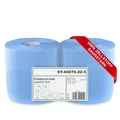 2 x blaue saugstarke Papierrolle, 1000 Blatt, 22x36 cm | 2-lagige perforierte Papiertücher | Putztuchrolle für Industrie, Werkstatt und Restaurant | Durchmesser 25 cm