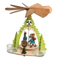 Drechslerei Kuhnert - Hobaku Bastelset - Pyramide/Teelichthalter - Motiv: Erzgebirge - Dekoration aus Holz zum Zusammenbauen - Maße: 18x18x15 cm - Made in Germany