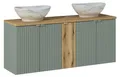Doppelwaschtisch 140cm Jade, Grün und Holzoptik