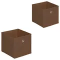 IDIMEX Stoffbox ELA, praktische Faltbox im 2er Pack, schöne Aufbewahrungsbox faltbar, einfacher Einschubkorb in braun