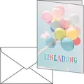 Böttcher-AG Einladungskarten Luftballons, 105 x 148mm (A6) Klappkarten mit Umschlag, 5 Stück